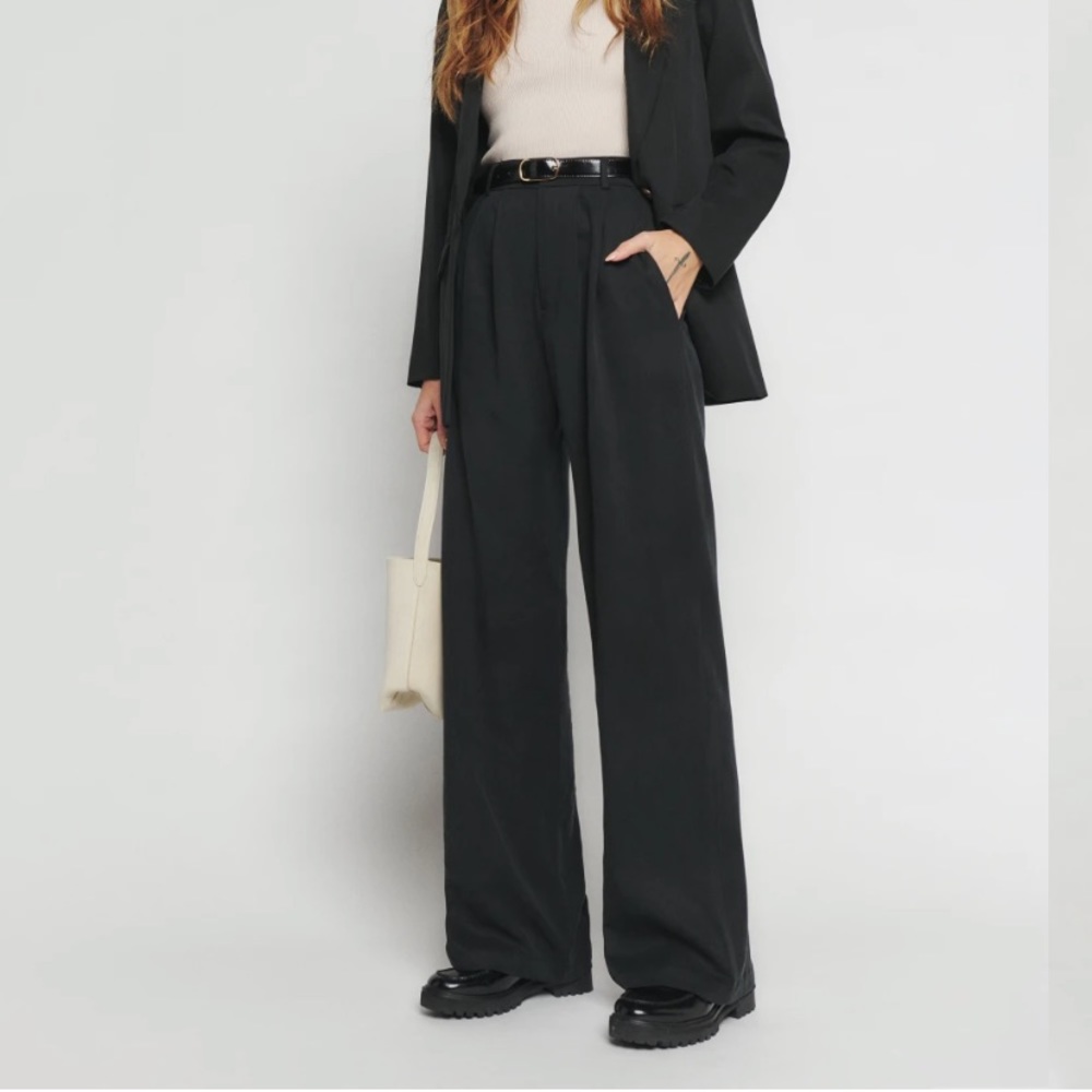 Reformation Black Wide-Leg Pants